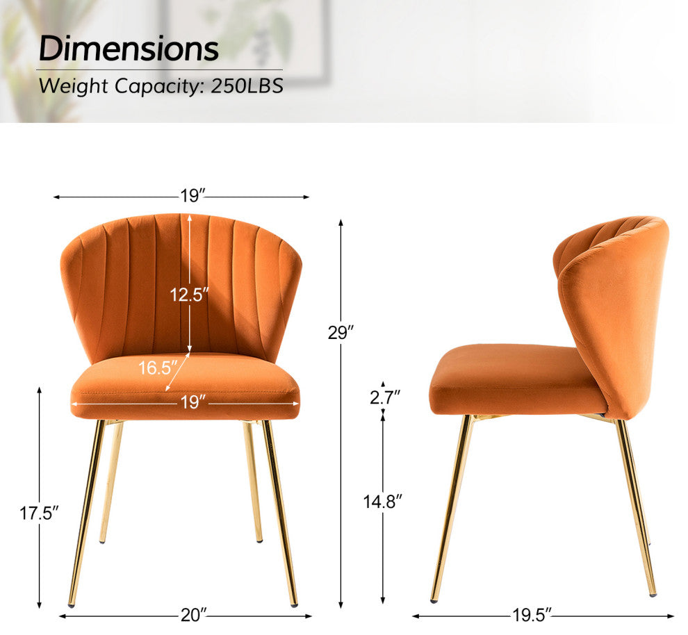 Luna Contemporary Side Chair With Tufted Back, Orange