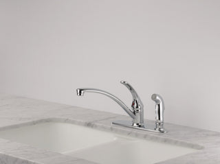 Delta Foundations Single Handle Kitchen Faucet, Integral Spray, Chrome, B3310LF
