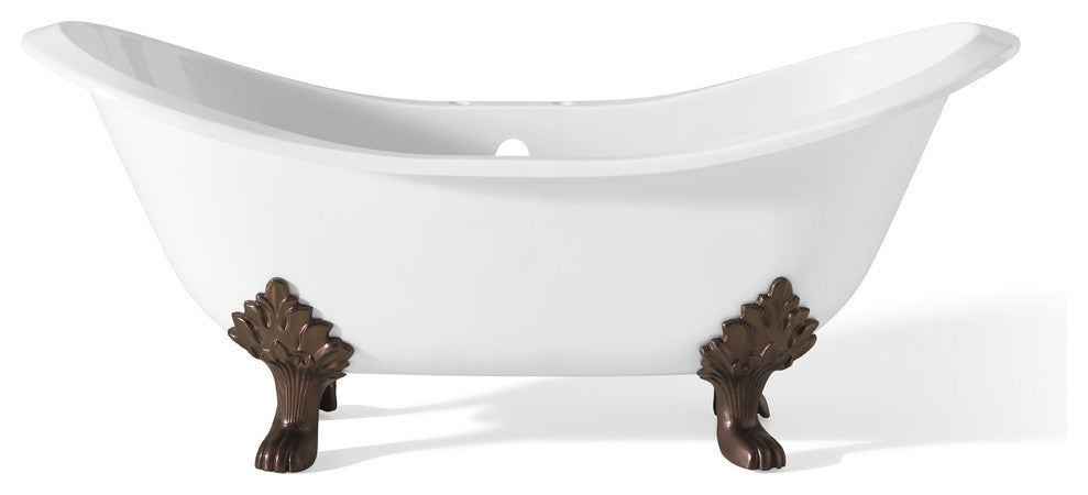 Cheviot Products Regency Cast Iron Tub W/ Lion and Faucet Holes, Antique Bronze