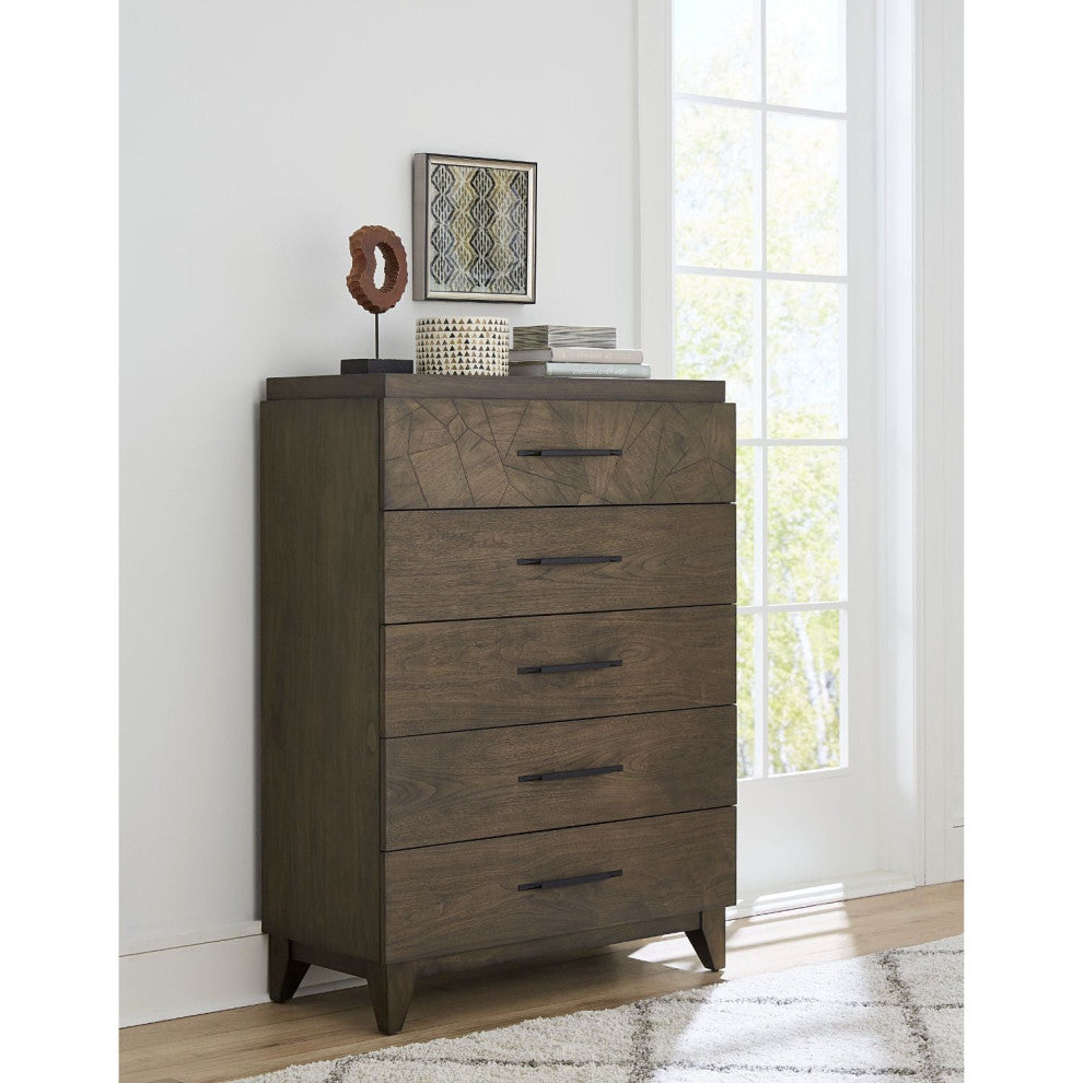Modus Broderick Five-drawer Chest in Wild Oats Brown
