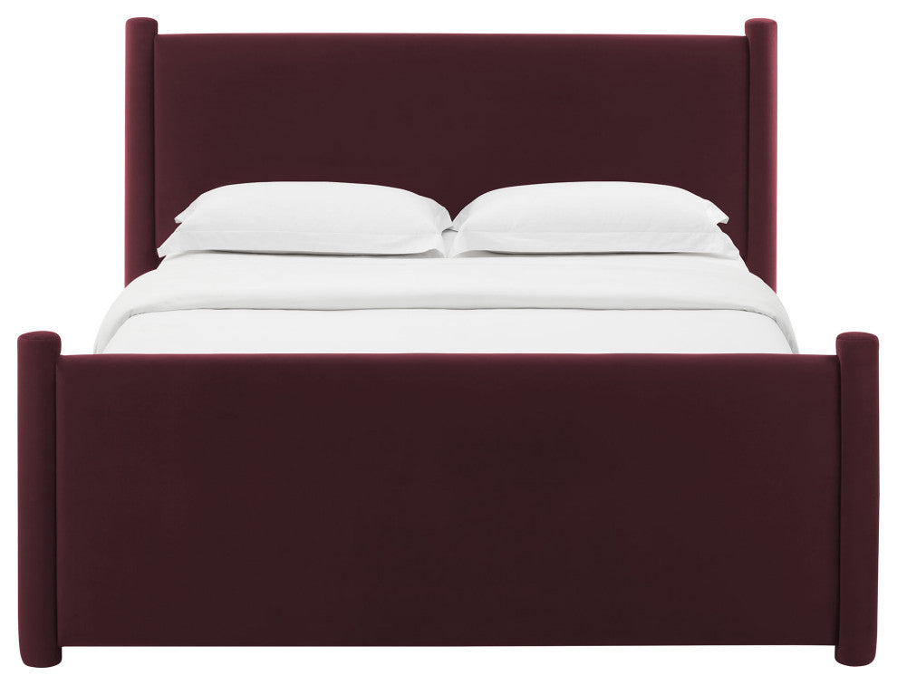 Rael Performance Velvet Full Platform Bed, Mulberry