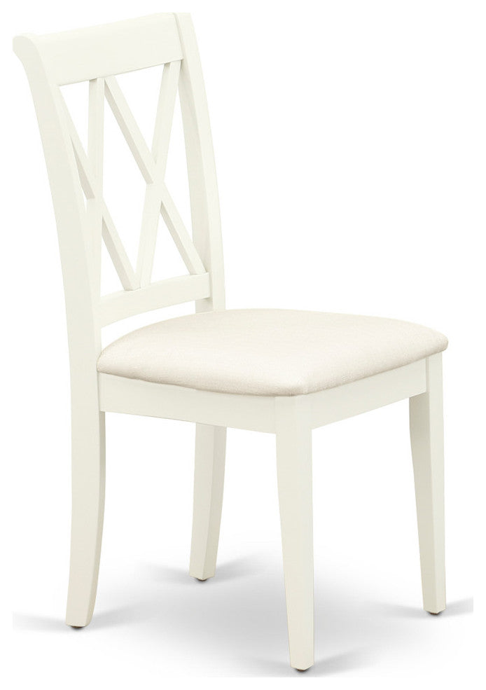 5Pc Dining Set, Round Dinette Table, Four Kitchen Chairs, Linen White Finish