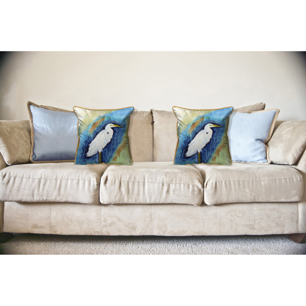 Great Egret Right Large Indoor/Outdoor Pillow 18x18