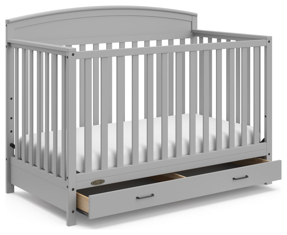 Graco Benton 5-in-1 Convertible Crib With Drawer, Pebble Gray