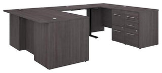 Office 500 Height Adjustable U Shaped Desk in Storm Gray - Engineered Wood