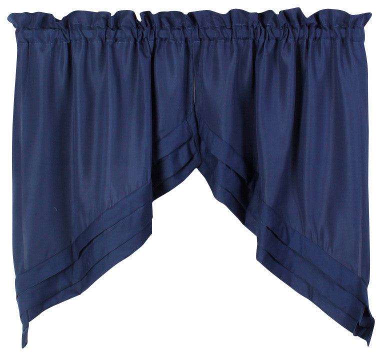 Holden Solid Navy Blue Kitchen Curtain, Swag