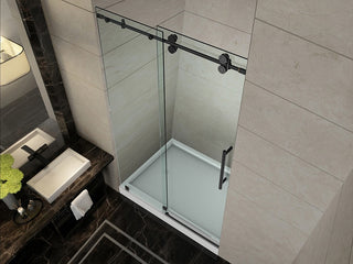 Langham 48"x36"x77.5" Completely Frameless Sliding Shower Door, ORB, Left Base