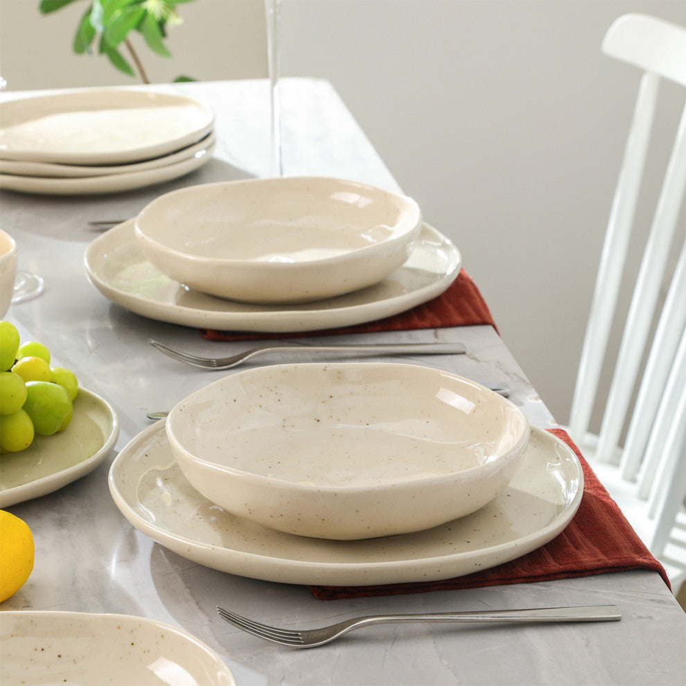 Stone Lain Mirella Stoneware Pasta Bowl Set of 4, Beige