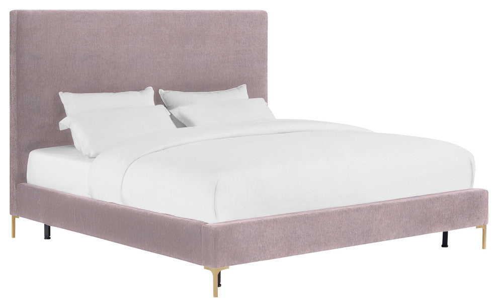 TOV Furniture Delilah Blush Textured Velvet Bed in Queen