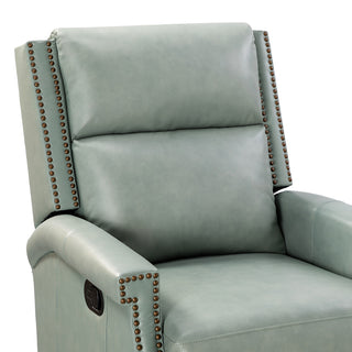 Genuine Leather Swivel Rocker Recliner, Sage