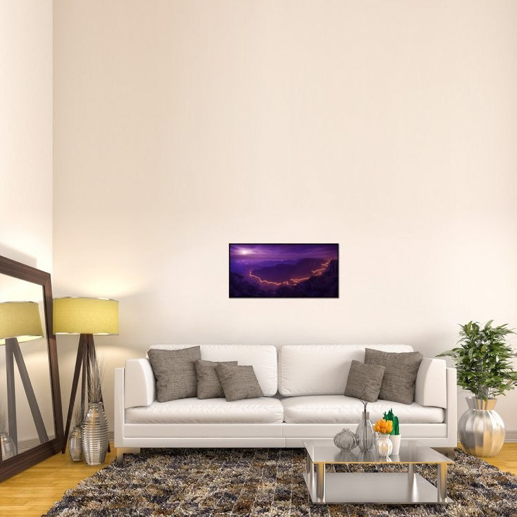 "Lights Of The Night" Framed Canvas Giclee by Raphael Sombrio, 37x19"