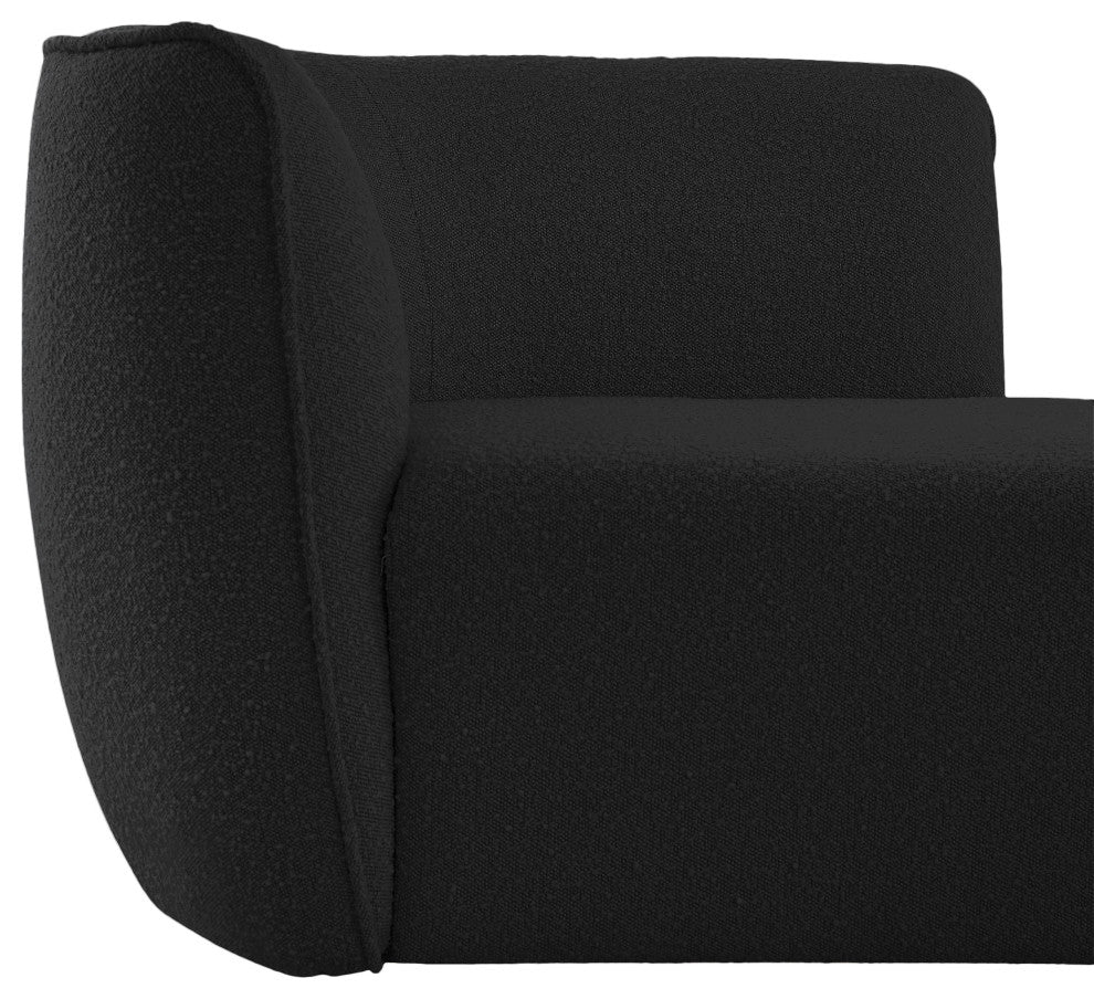 Hilton Boucle Fabric Upholstered Chaise Lounge, Black