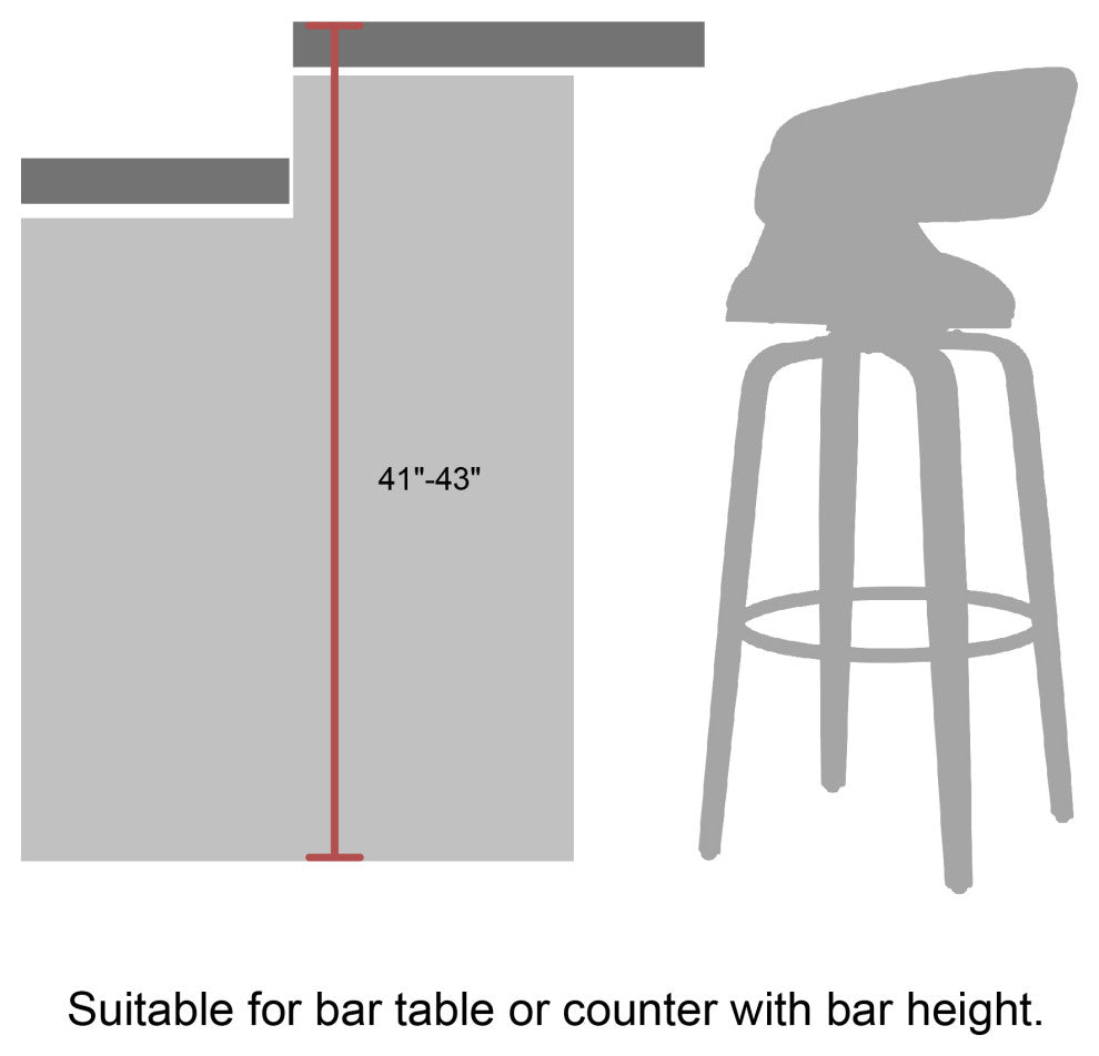 Bentwood Swivel Bar Chair, PU Leather, Set of 2, Gray