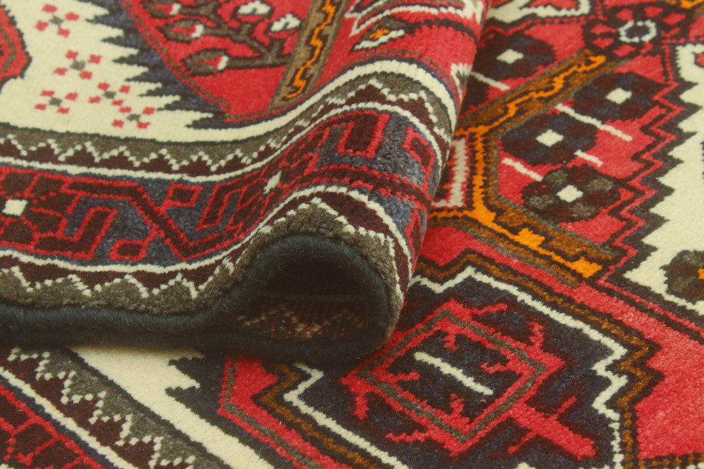 Fine Vintage Distressed Apolonio Red/Ivory Runner, 3'9 x 10'3