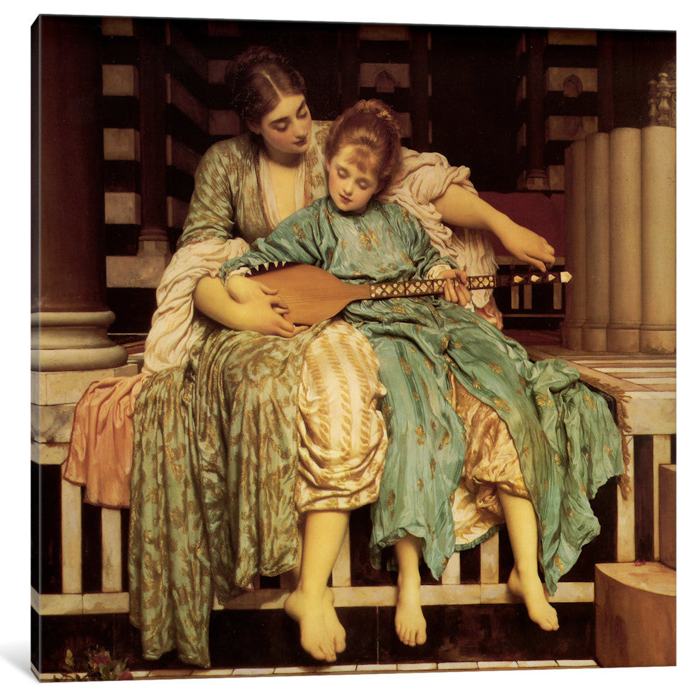 "The Music Lesson" by Frederick Leighton, Canvas Print, 26"x26"