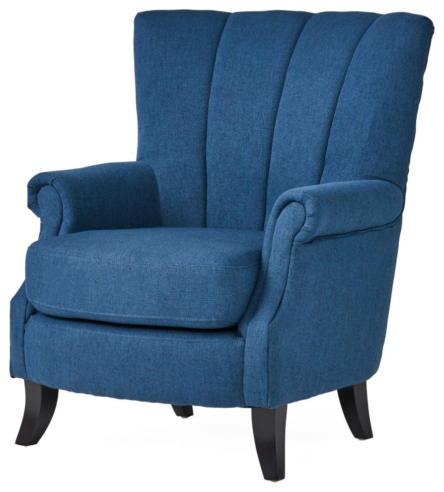 GDF Studio Ezra Classic Fabric Club Chair, Navy Blue