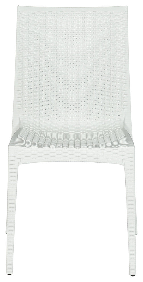 Leisuremod Weave Mace Indoor Outdoor Patio Chair, Set of 2, White