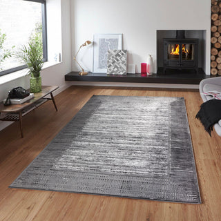 High-Low Savannah Gray/Black Rug, Gray, 5'x7'10"