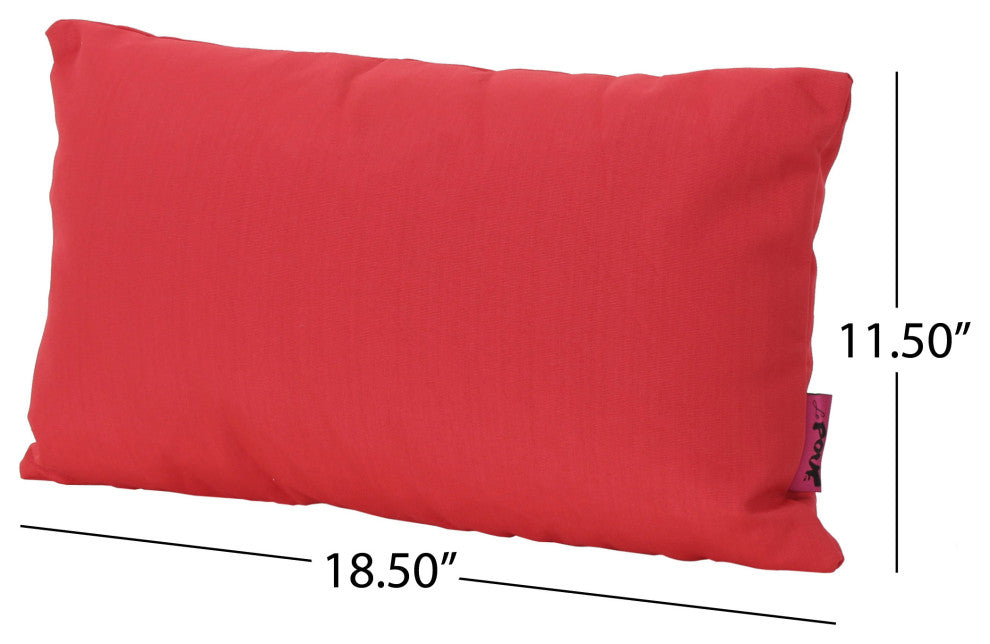 GDF Studio Coronado Outdoor Water Resistant Rectangular Throw Pillow, Red, Set o