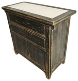 Marble Top Black Rustic Nightstand