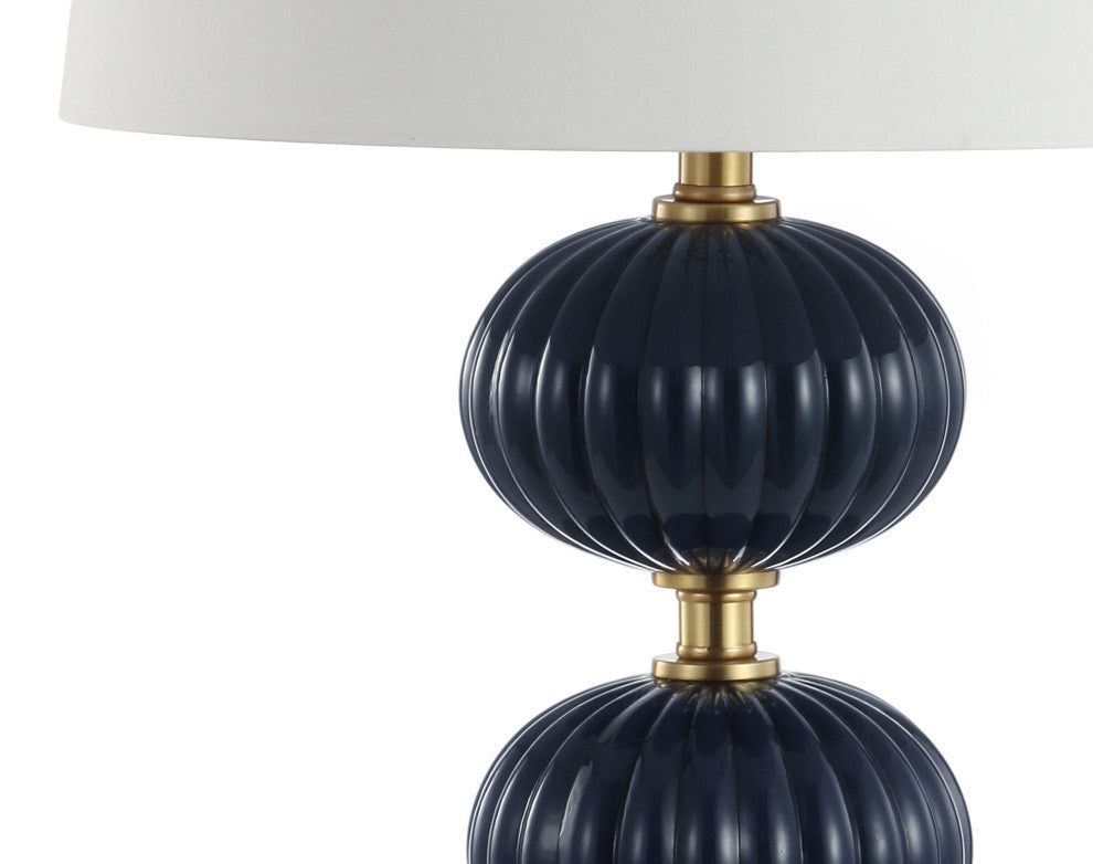 Carter 29.7" Glass LED Table Lamp, Navy