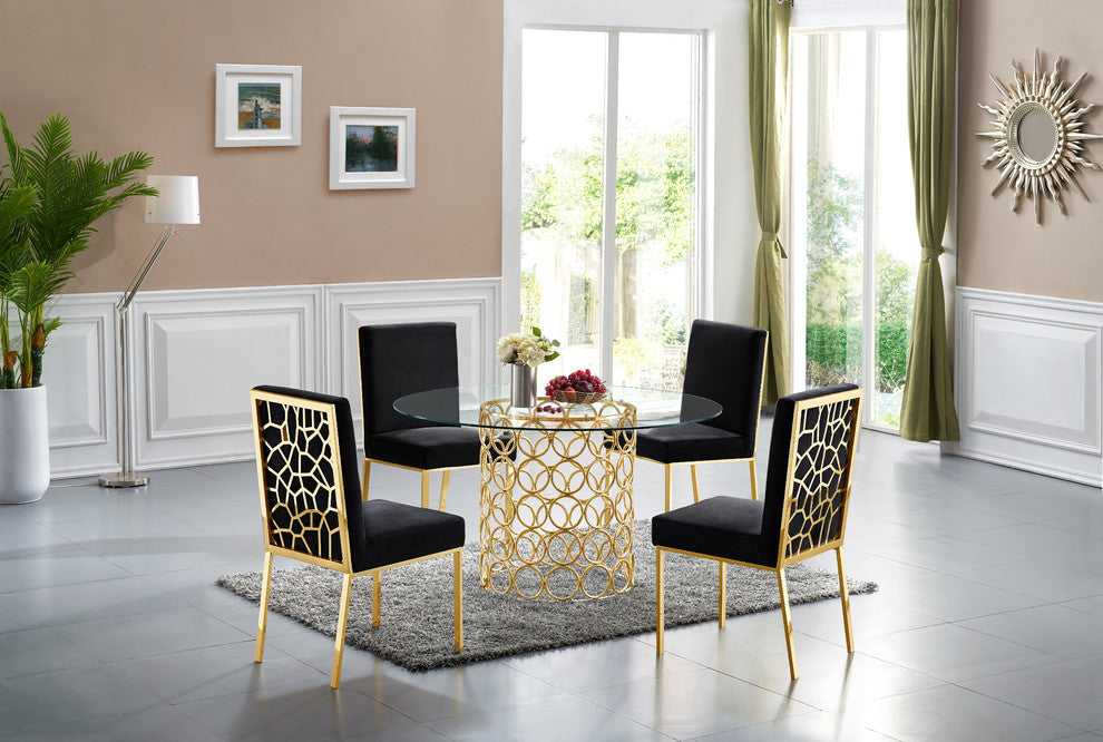 Opal Dining Table, Gold Base