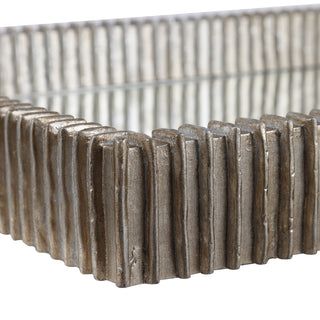 Uttermost Talmage Polyresin and MDF Wood Mirrored Tray in Silver Leaf