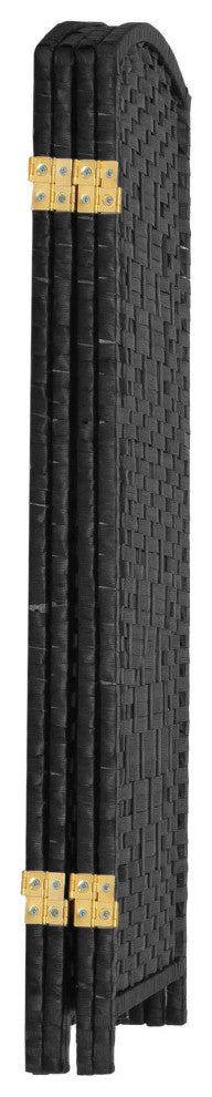 3 ft. Short Diamond Weave Fiber Room Divider Black 4 Panel