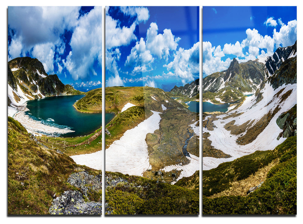 "Seven Rila Lakes in Bulgaria" Metal Wall Art, 3 Panels, 36"x28"
