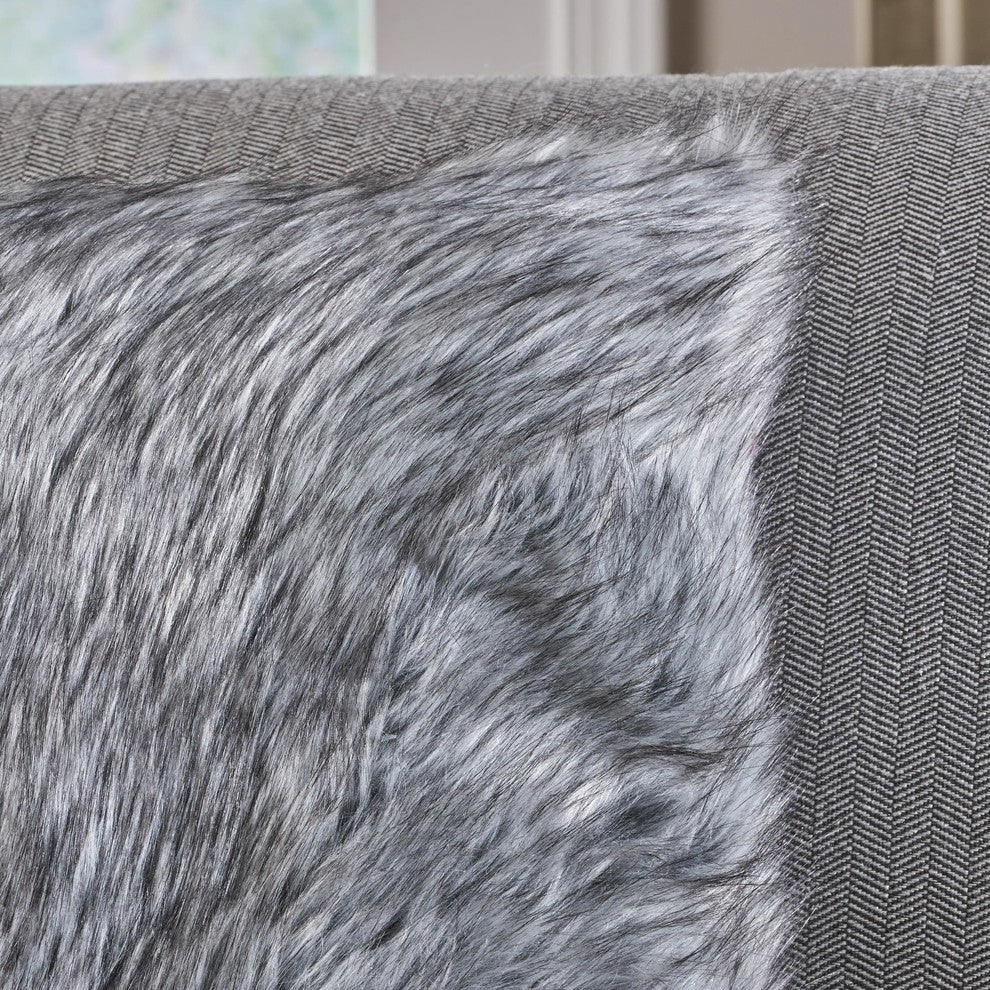 GDF Studio Laraine Furry Glam Dark and Streak Faux Fur Throw Pillows, Set of 2