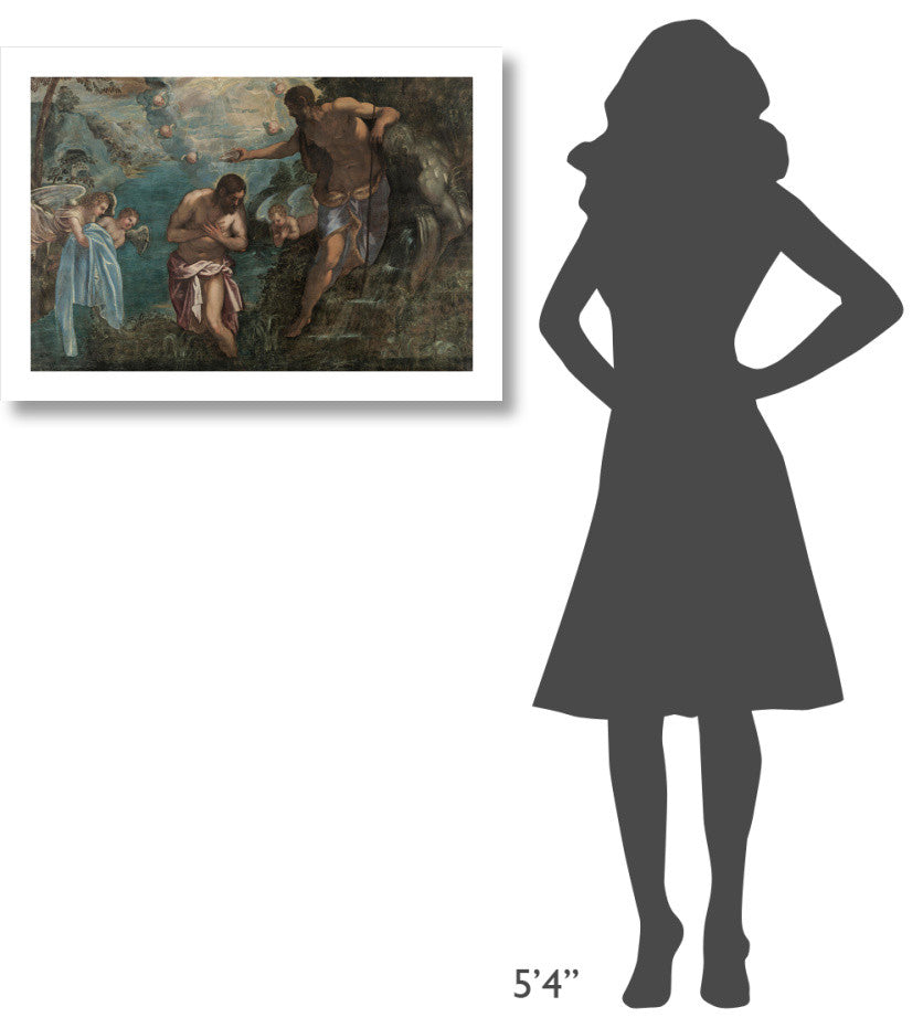 "Baptism of Christ, 1580s" Digital Paper Print by Tintoretto, 32"x22"