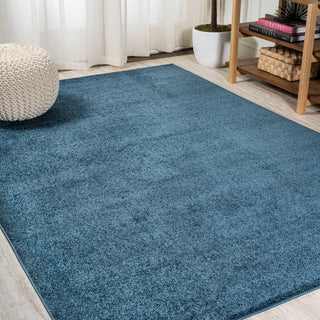 Haze Solid Low-Pile Runner Rug, Navy, 8 X 10