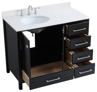 Iris 42" Single Bathroom Vanity, Black With Backsplash