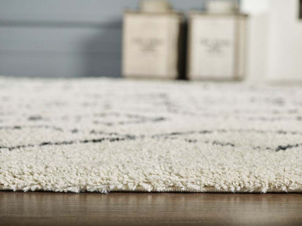 Abani Willow WIL130A Moroccan Diamond Print Ivory and Grey Area Rug