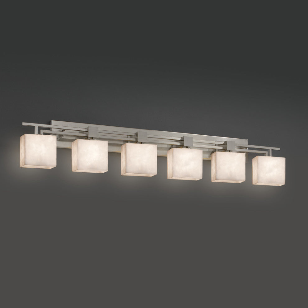 Clouds Aero 6-Light Bath Bar, Rectangle, Brushed Nickel, Clouds Shade