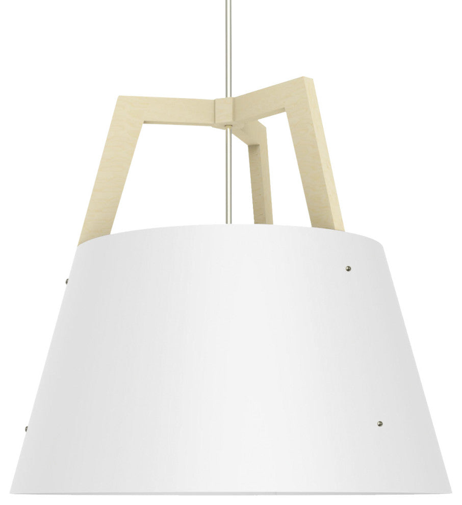 Imber 24 Pendant, White Washed Oak, Gloss White Shade, With Diffuser, 2700k Led