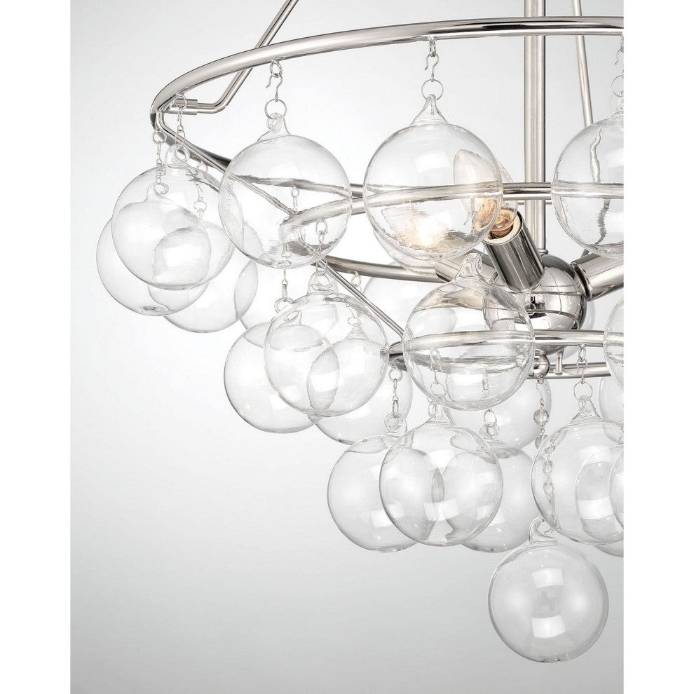 Isla 3-Light Nickel and Glass Contemporary Chandelier