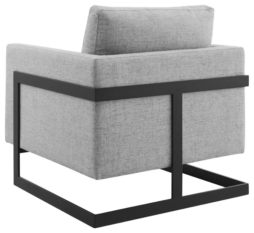 Accent Chair, Fabric, Metal, Black Gray, Modern, Living Lounge Hospitality