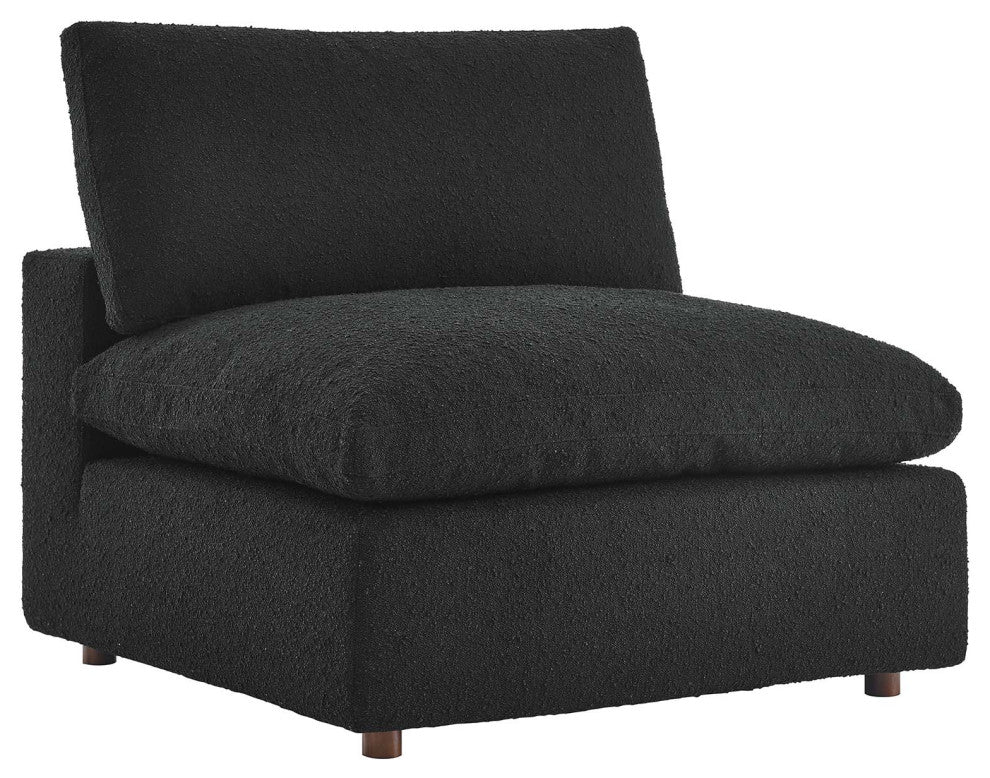 Commix Down Filled Overstuffed Boucle Fabric Armless Chair, Black