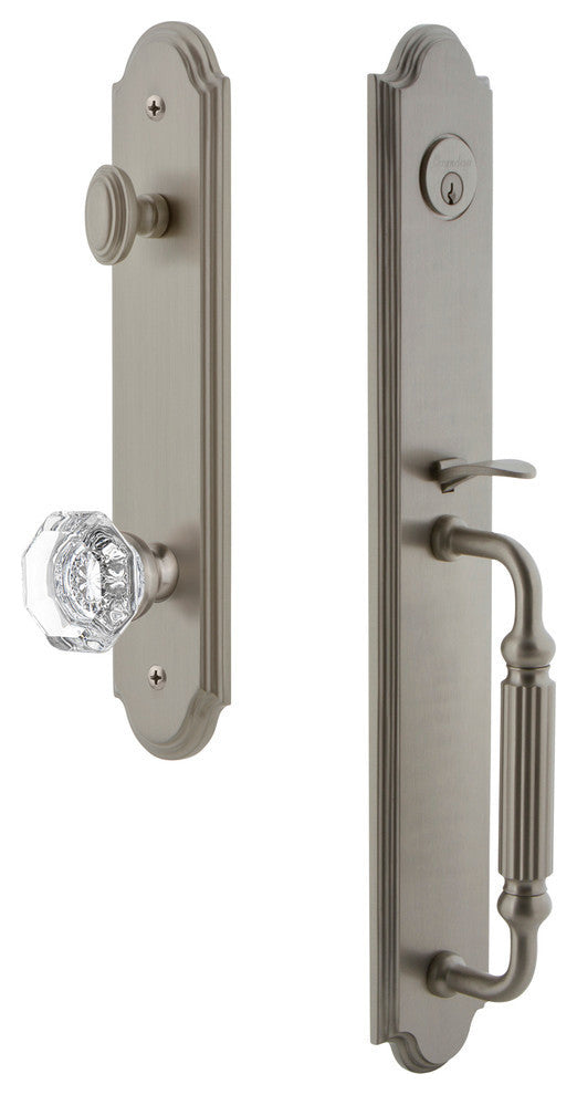 Arc 1-Piece Dummy Handleset, F Grip and Chambord Knob, Satin Nickel, 848506