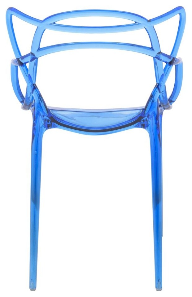 LeisureMod Milan Modern Wire Design Chair, Blue, Set of 2