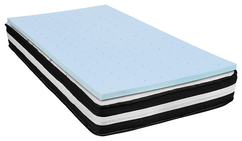 10" CertiPUR, Pocket Spring Mattress, 2" Gel Memory Foam Topper Bundle, Twin