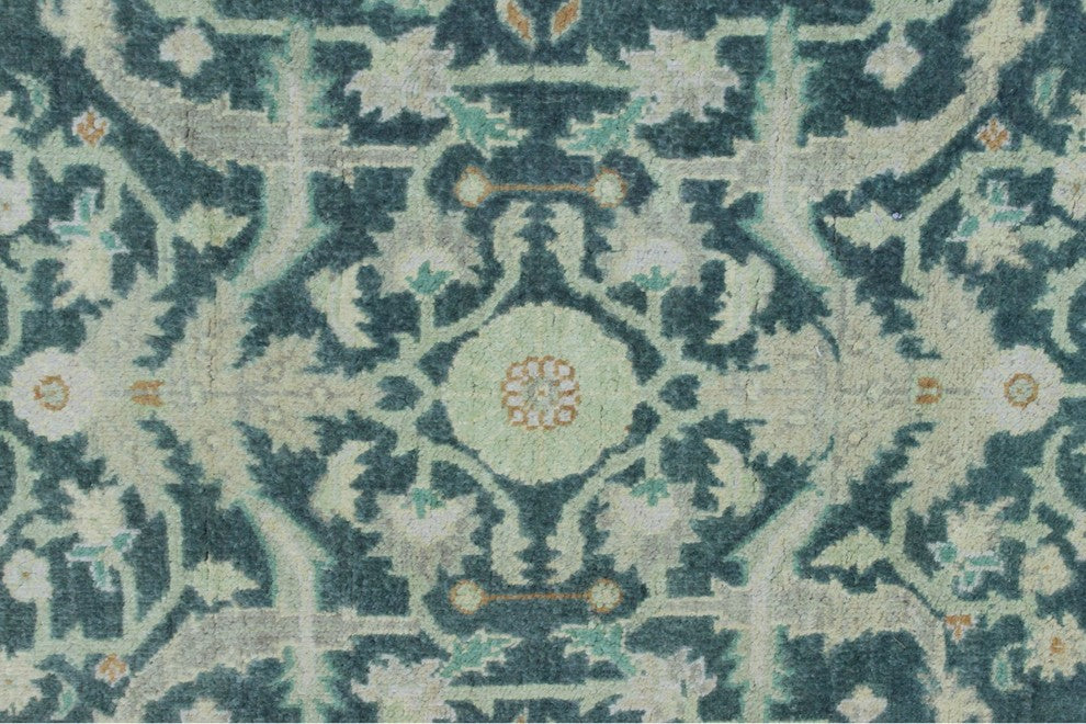 Peshawar Dilya Green/Rust Rug, 8'x9'5"