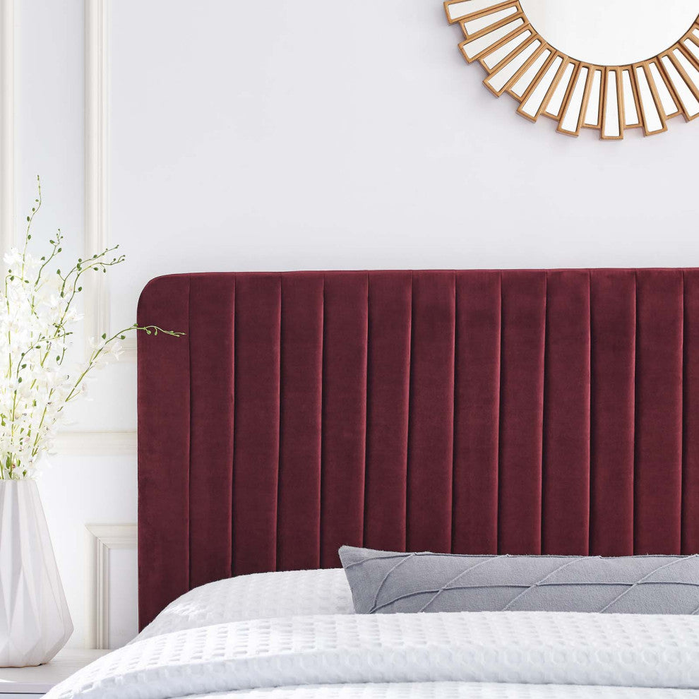 Tufted Headboard, King Size, Velvet, Red, Modern Contemporary, Bedroom Master