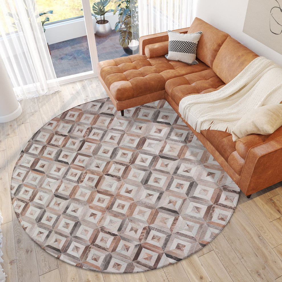 Indoor/Outdoor Stetson SS7 Flannel Machine Washable 8' x 8' Round Rug
