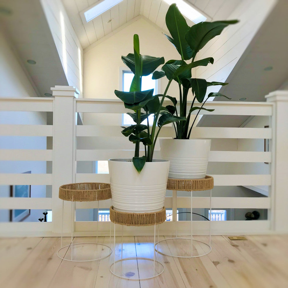 3 Piece Rope Wrap-Top Metal Tables