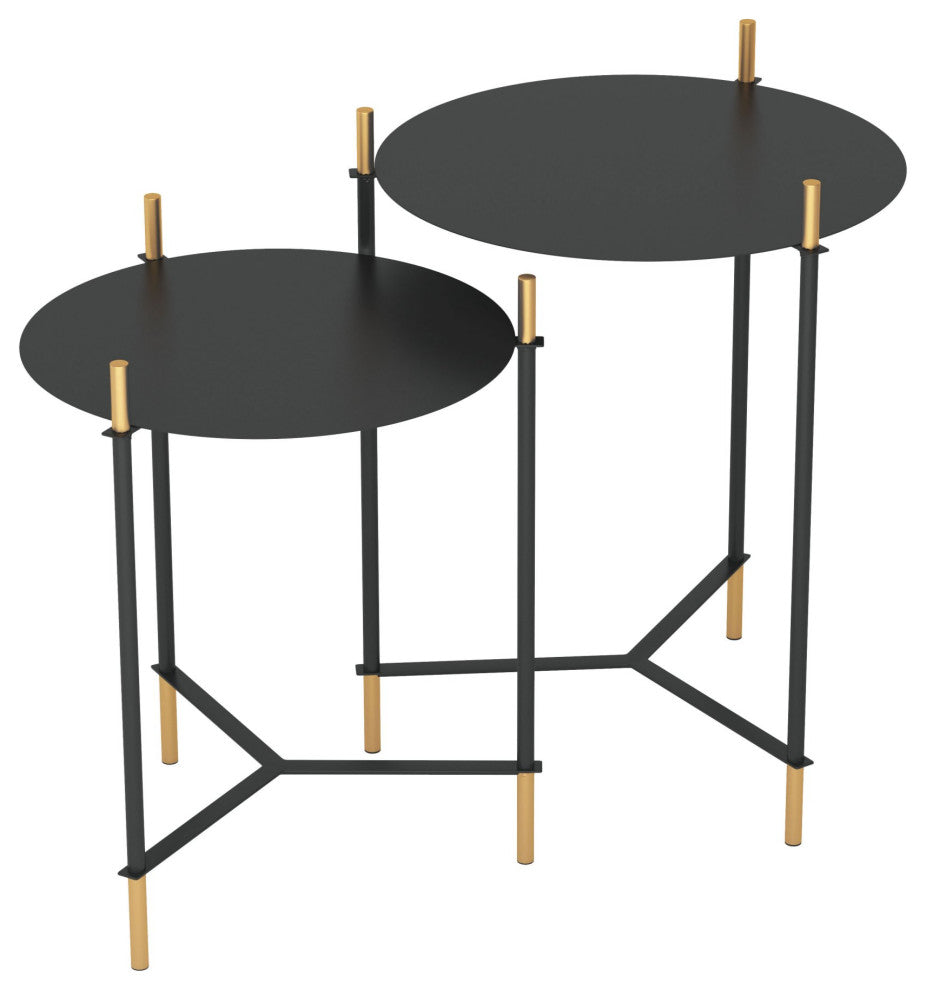 Sofa Side Table, Round, Steel Metal, Black, Gold, Lounge Cafe Lobby Hospitality