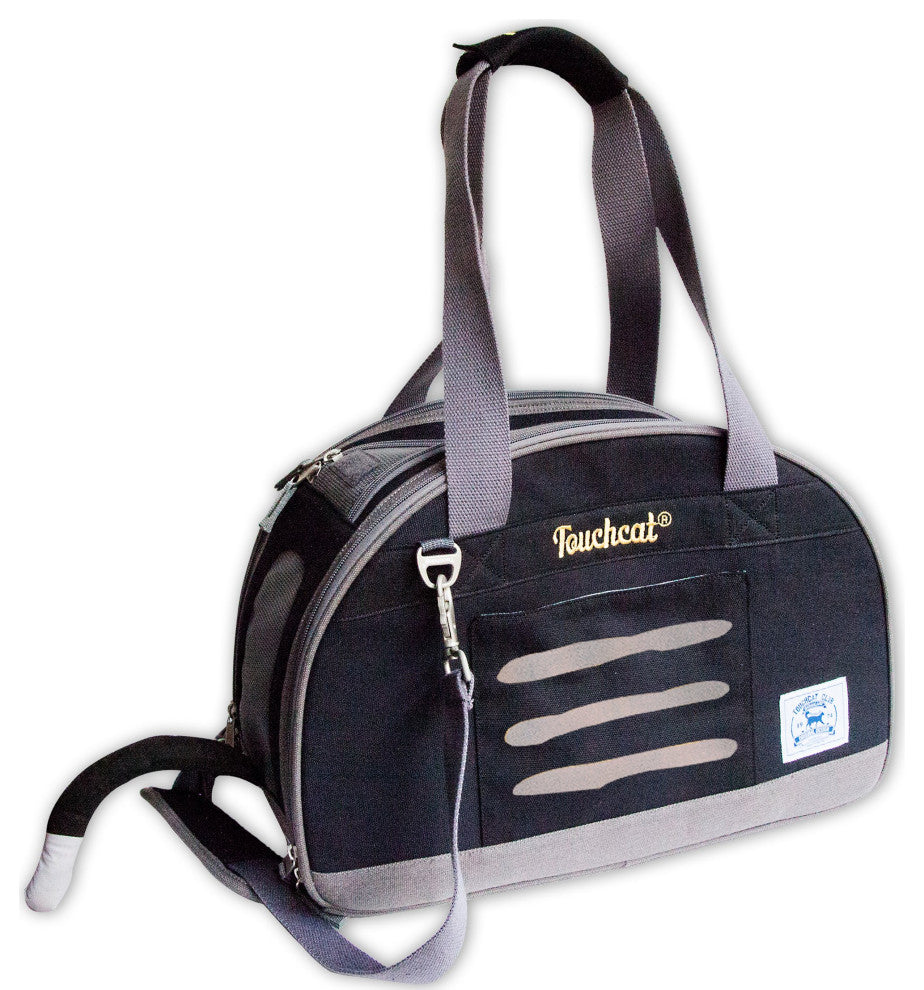 Touchcat 'Tote-Tails' Designer Airline Approved Collapsible Cat Carrier, Black