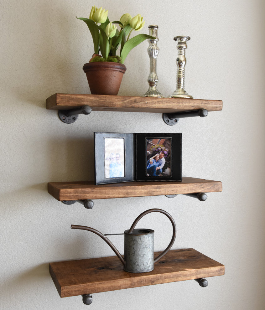 Teton Industrial Rustic Floating Shelf - Modern Farmhouse Shelf - Open Shelving