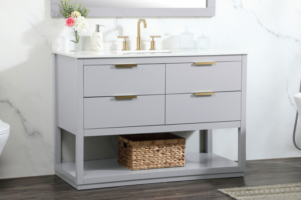 48" Single Bathroom Vanity, Gray, With Backsplash